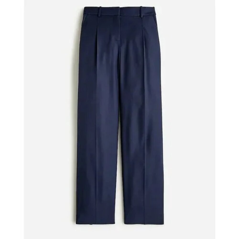 J. Crew Navy Essential Pants 16 Pleated Straight Leg City Twill Office BR709 NWT - Picture 5 of 11